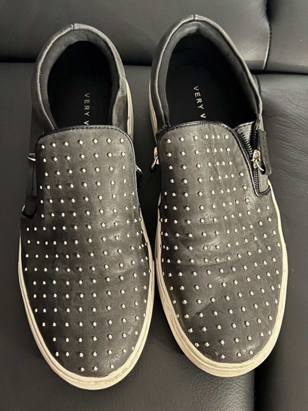 Very Volatile Normande Black Slip-On Studded Sneakers